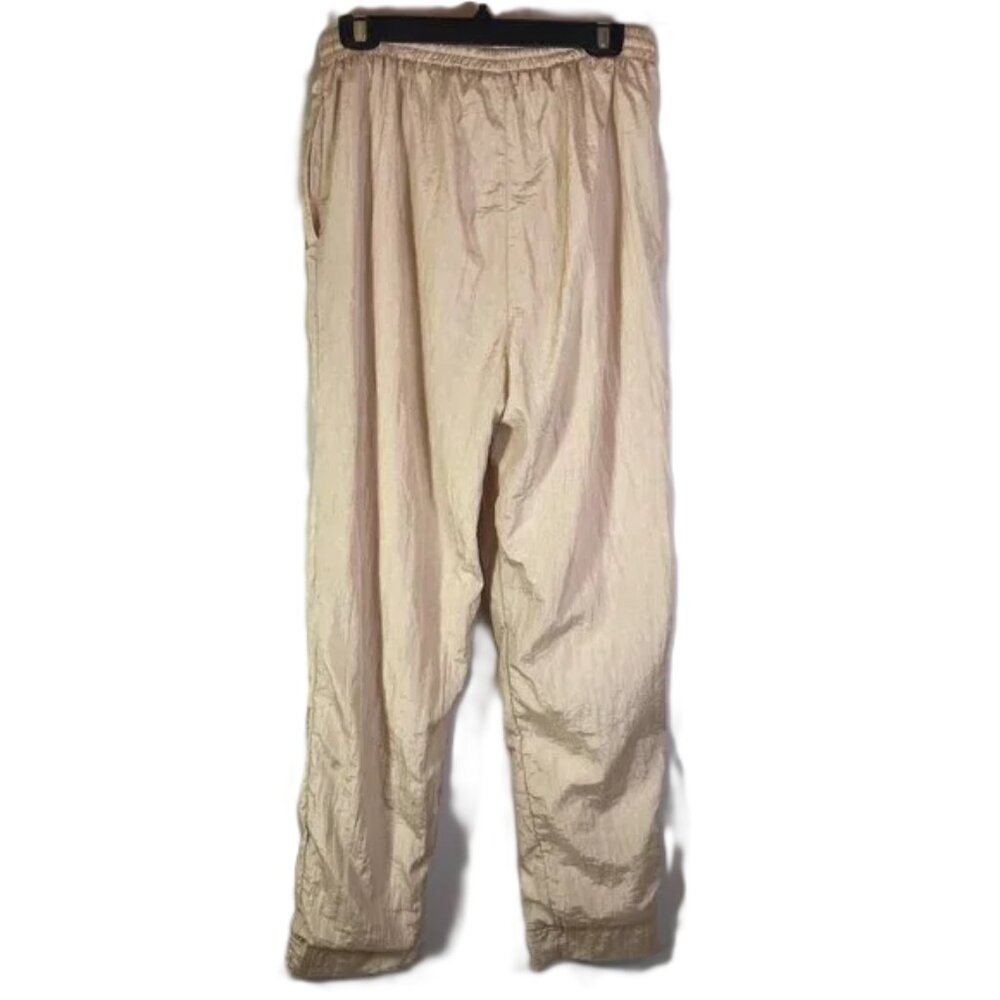 Vintage 90s Lavon Track Pants Shimmer Metallic Gold Tan Nylon Size L - Picture 6 of 14